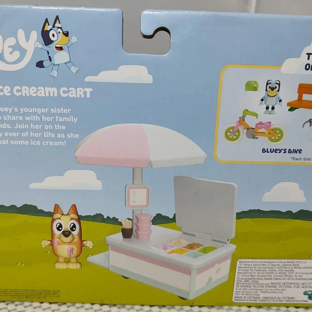 Bluey Cartoon Bingo's Ice Cream Cart With Bingo figure NWT